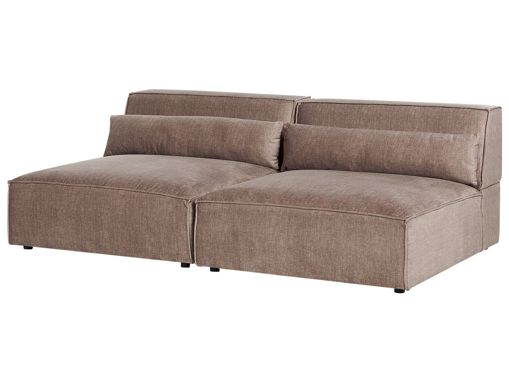 2 Seater Modular Armless Fabric Sofa Brown HELLNAR