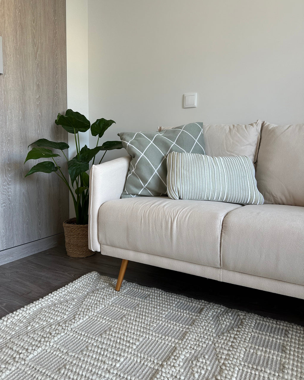 3 Seater Fabric Sofa Beige MAURA