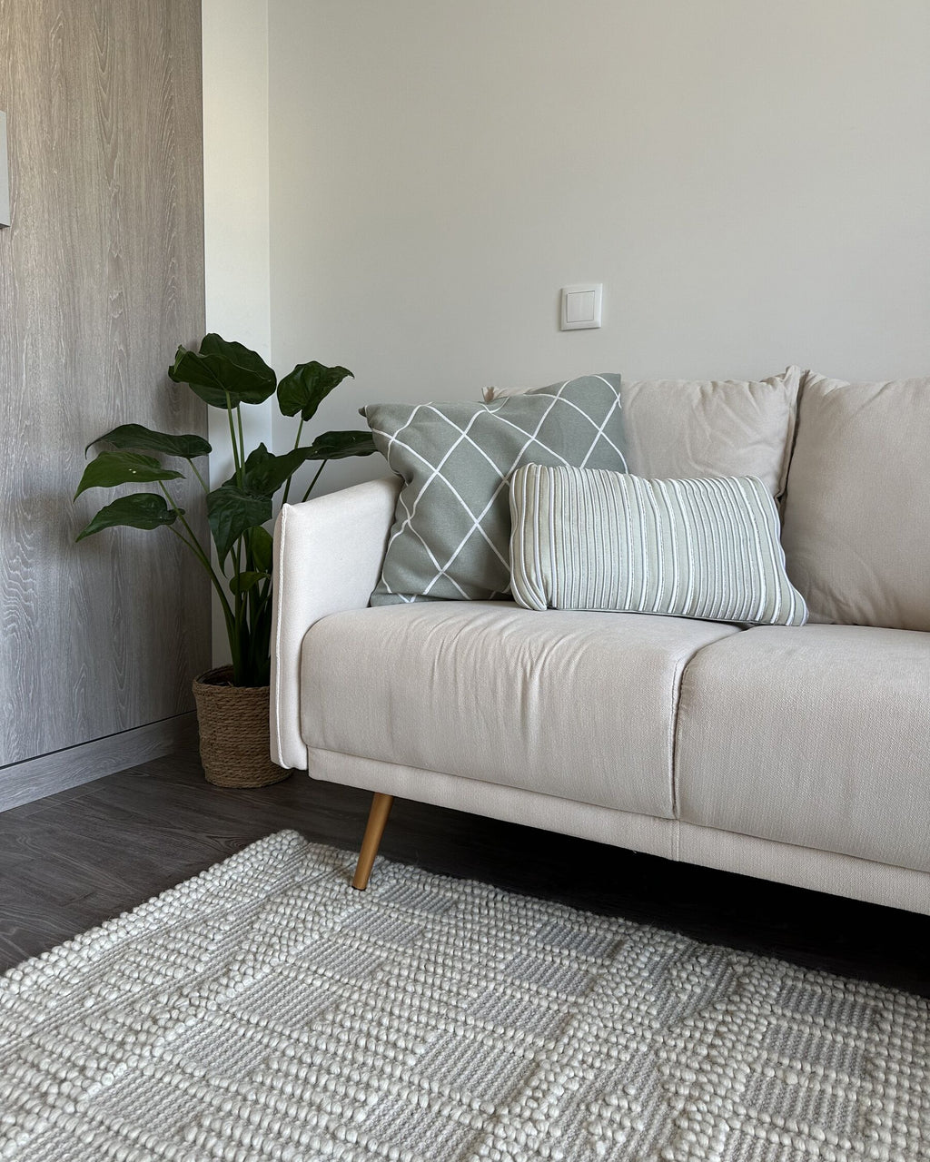 3 Seater Fabric Sofa Beige MAURA