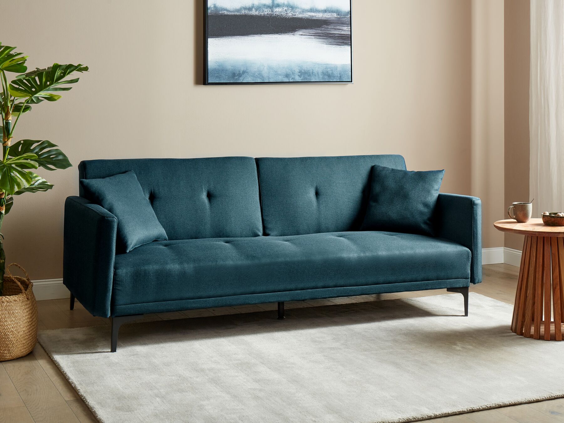 Sofa Bed LUCAN Fabric Blue 3 Seater