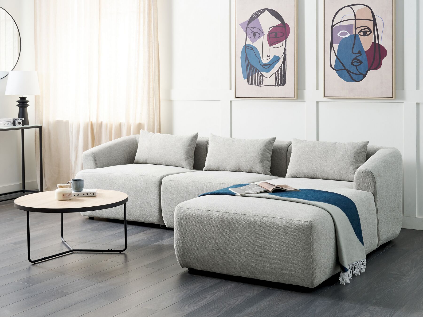 Corner Sofa SVANSELE Fabric Grey 3 Seater Left Hand