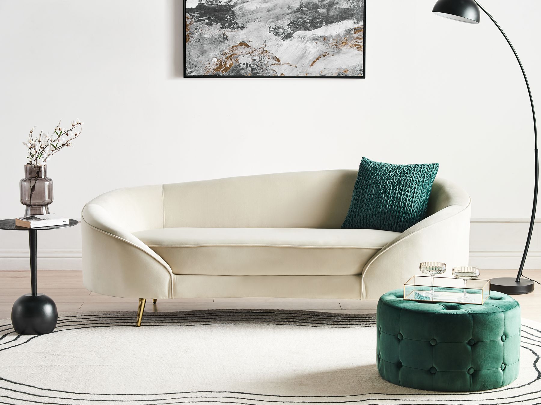 Velvet Sofa Beige SAVAR