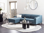 Right Hand Fabric Corner Sofa Blue GLOSLI