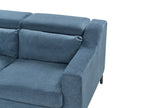Right Hand Fabric Corner Sofa Blue GLOSLI