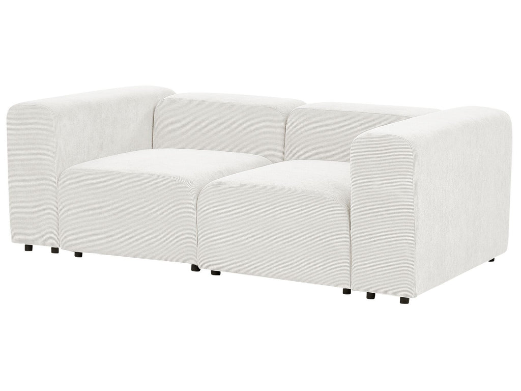 2 Seater Modular Corduroy Sofa White FALSTERBO