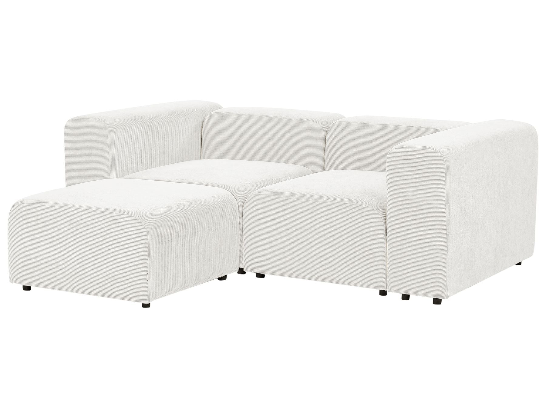 2 Seater Modular Corduroy Sofa with Ottoman White FALSTERBO