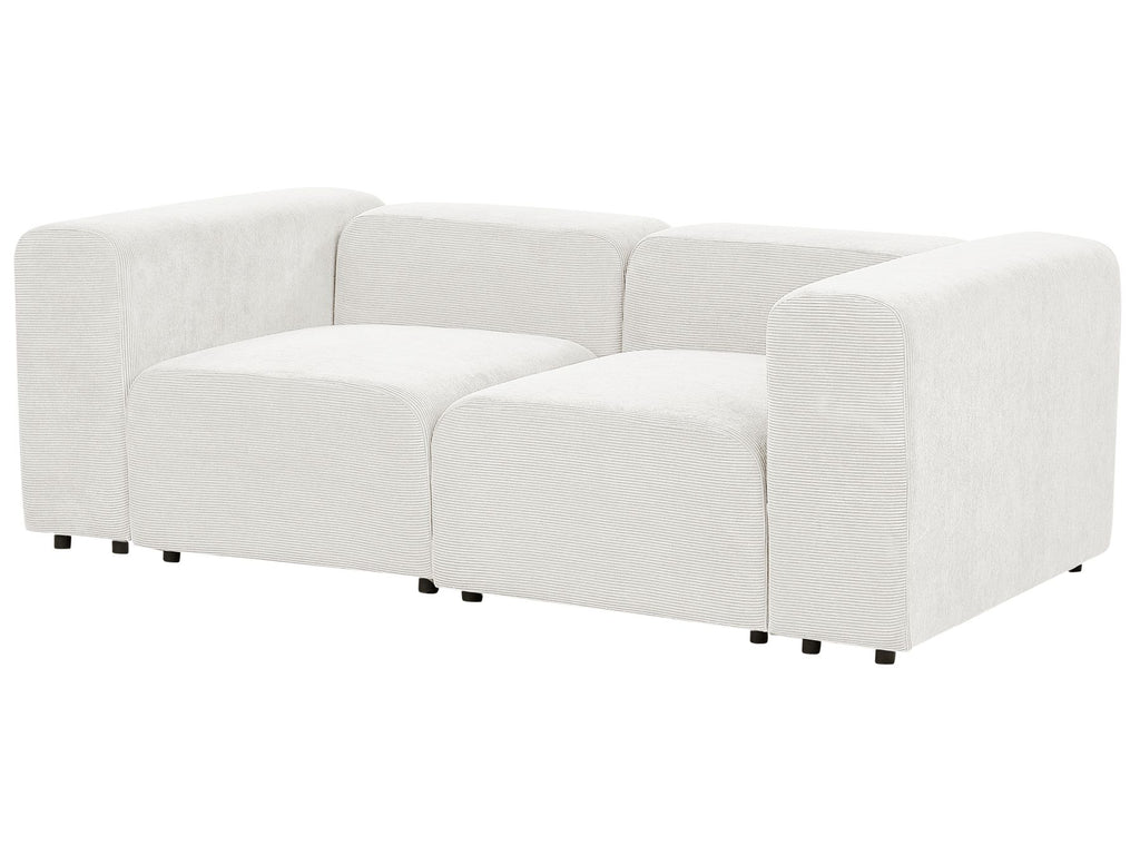 2 Seater Modular Corduroy Sofa with Ottoman White FALSTERBO