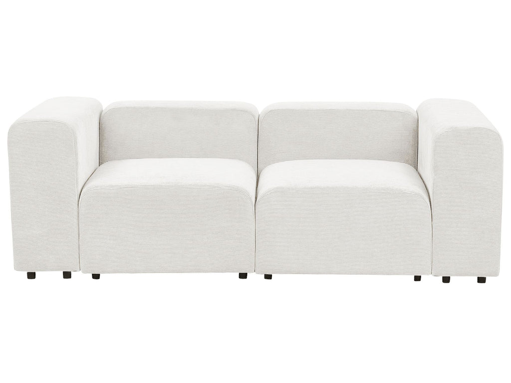 2 Seater Modular Corduroy Sofa with Ottoman White FALSTERBO
