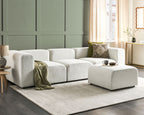 Modular Sofa FALSTERBO Corduroy Off-White with Ottoman 3 Seater
