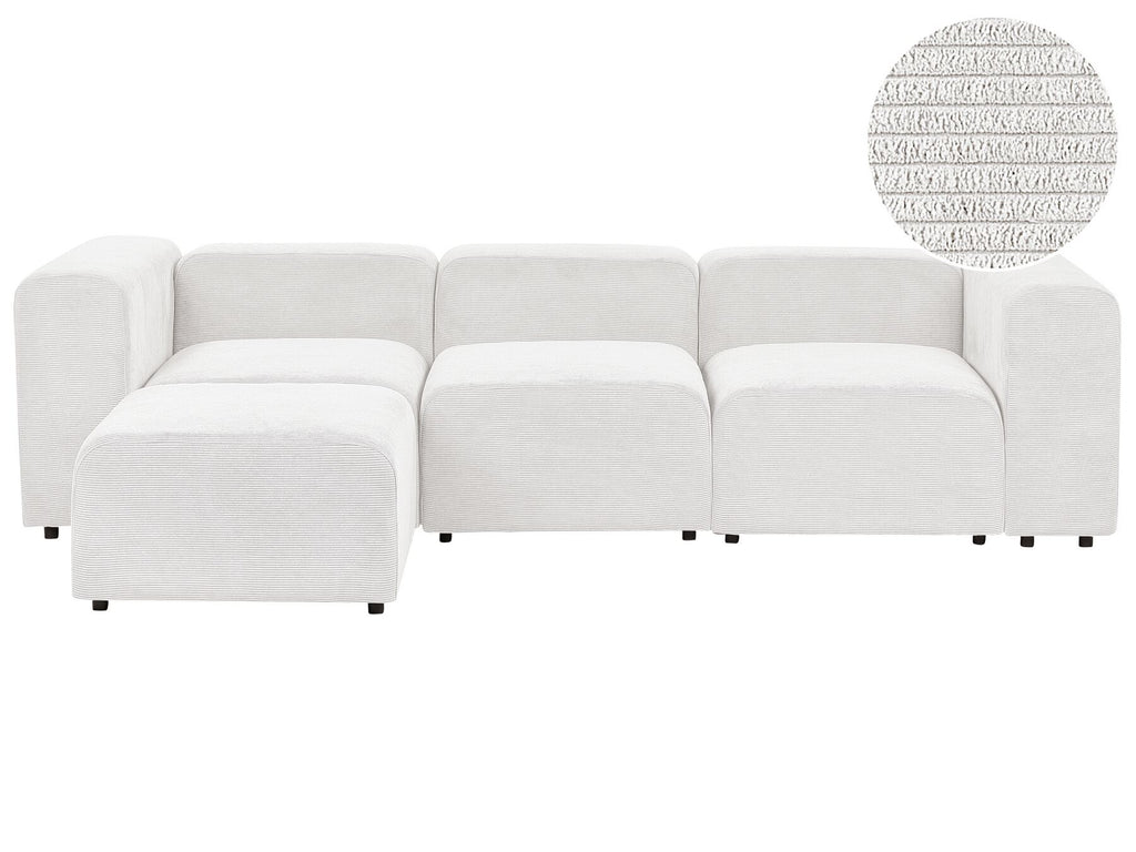 Modular Sofa FALSTERBO Corduroy Off-White with Ottoman 3 Seater
