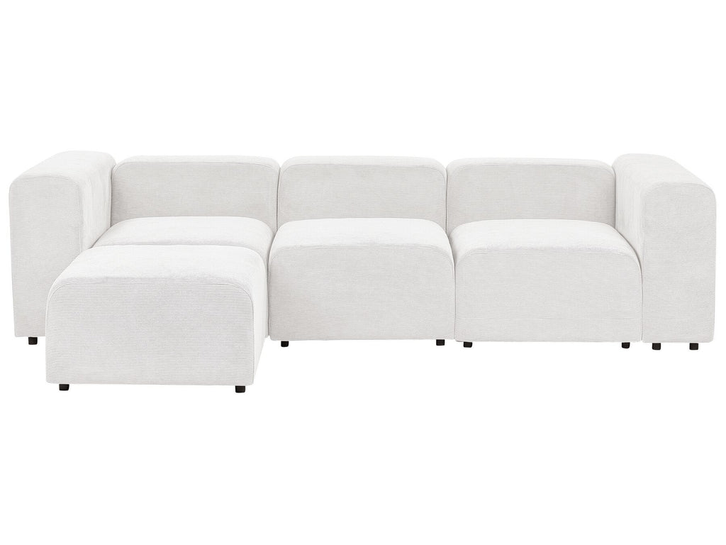 Modular Sofa FALSTERBO Corduroy Off-White with Ottoman 3 Seater