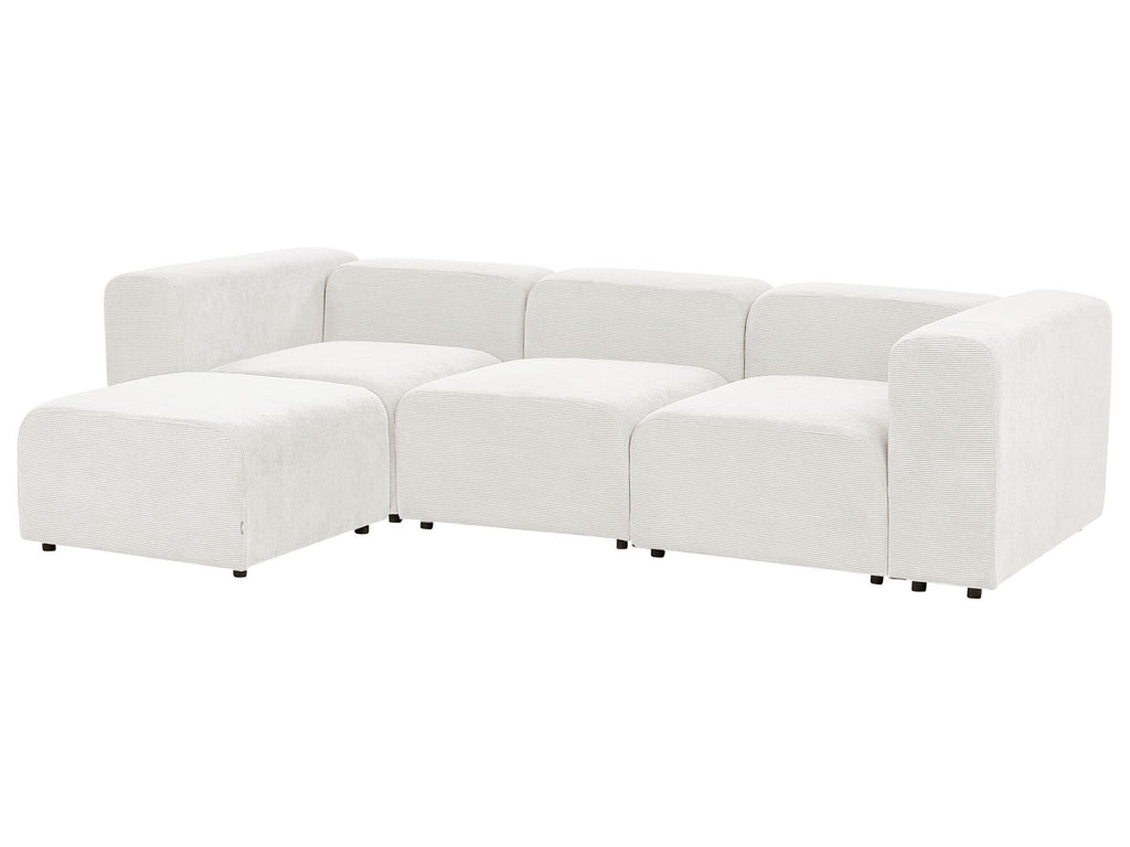 Modular Sofa FALSTERBO Corduroy Off-White with Ottoman 3 Seater