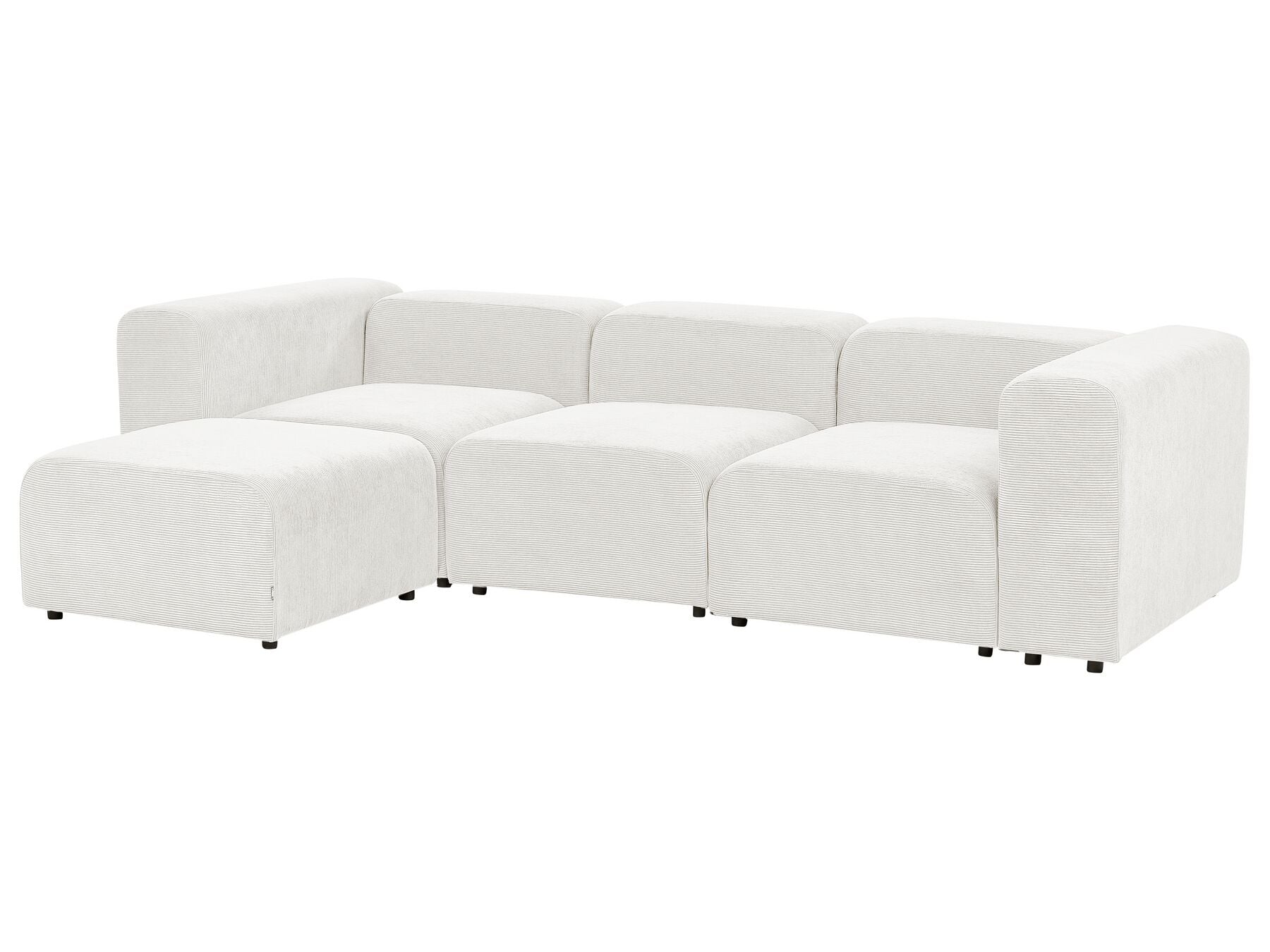 Modular Sofa FALSTERBO Corduroy Off-White with Ottoman 3 Seater