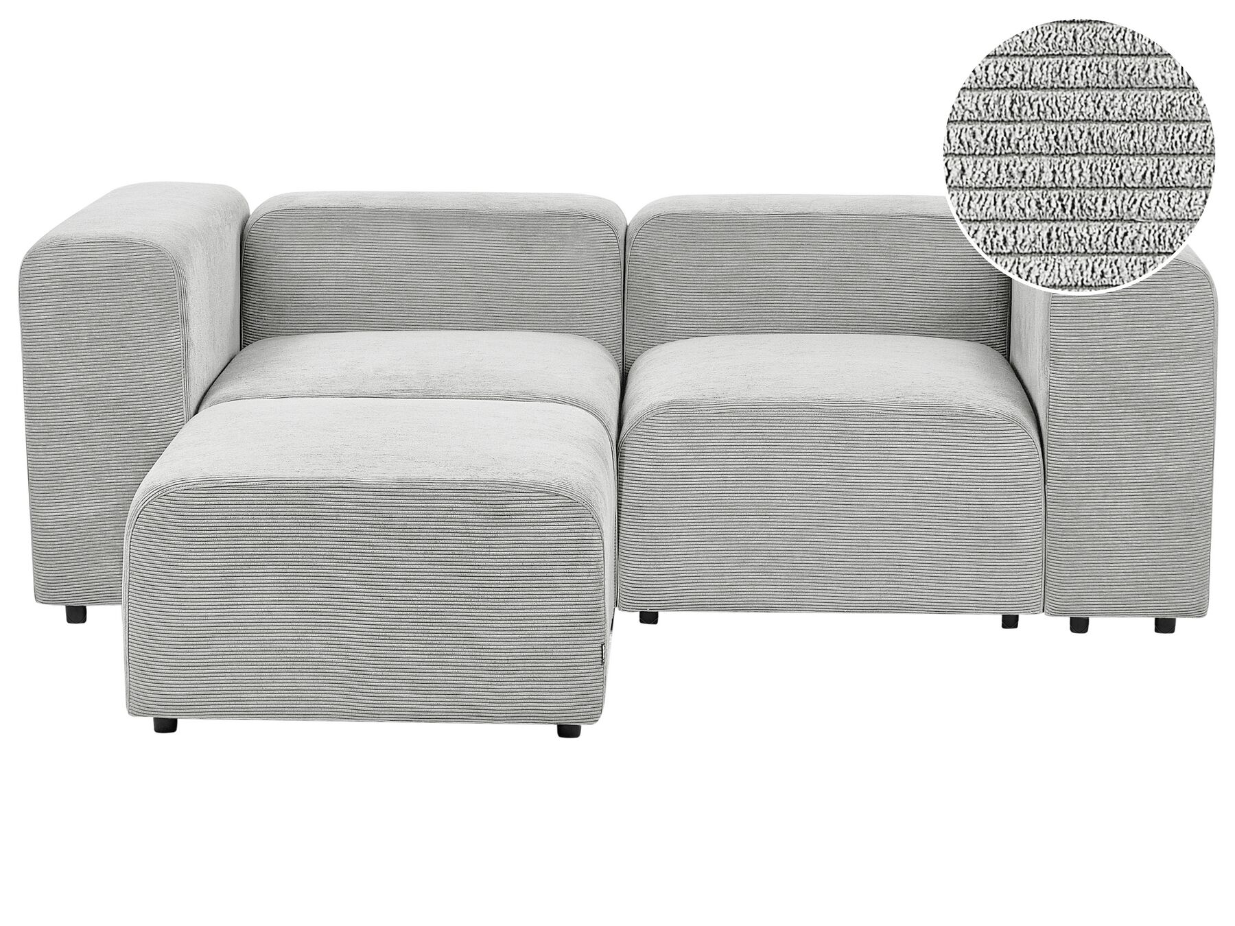 2 Seater Modular Corduroy Sofa with Ottoman Grey FALSTERBO