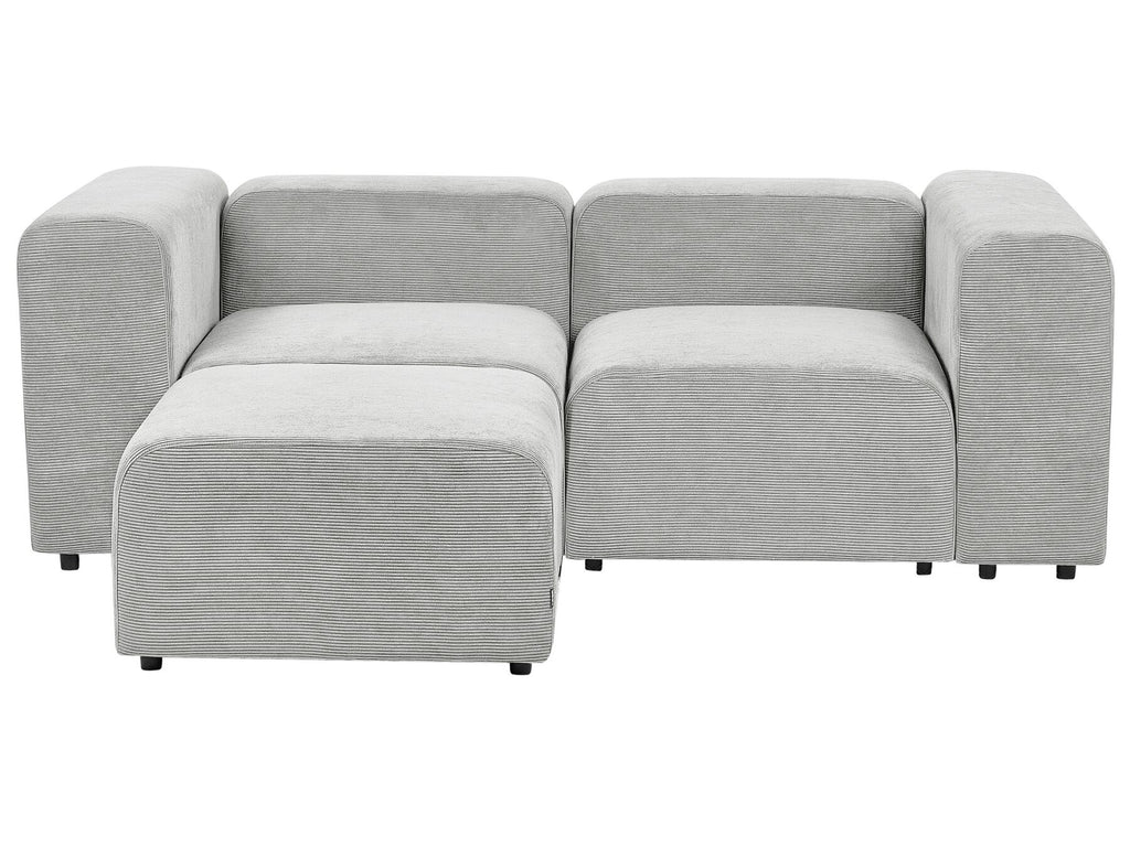 2 Seater Modular Corduroy Sofa with Ottoman Grey FALSTERBO