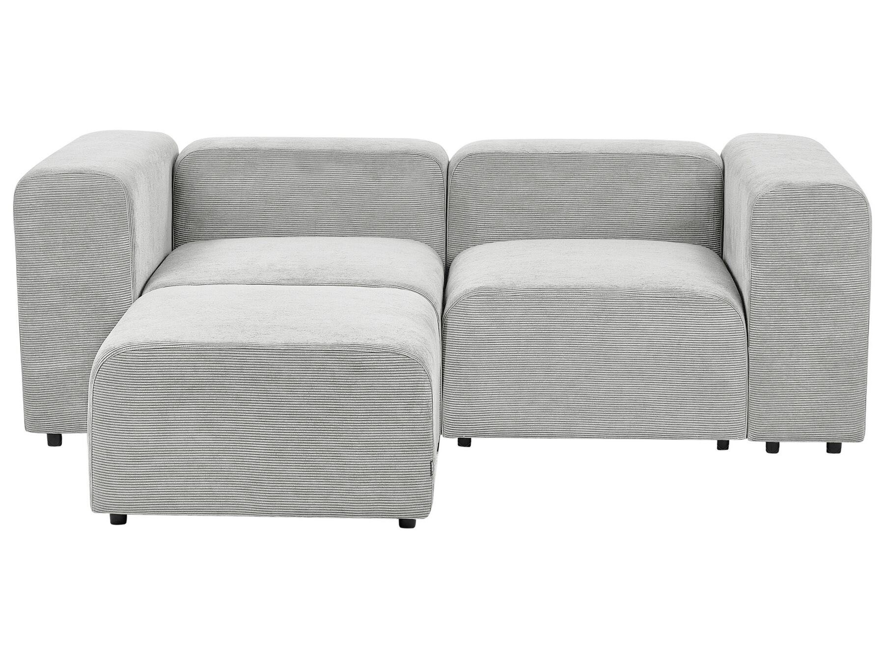 2 Seater Modular Corduroy Sofa with Ottoman Grey FALSTERBO
