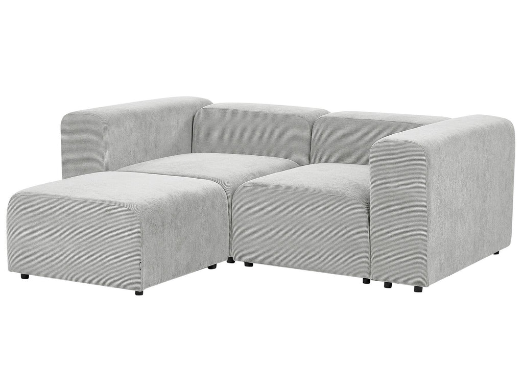 2 Seater Modular Corduroy Sofa with Ottoman Grey FALSTERBO