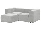 2 Seater Modular Corduroy Sofa with Ottoman Grey FALSTERBO