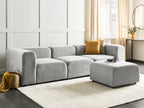 Modular Sofa FALSTERBO Corduroy Grey with Ottoman 3 Seater
