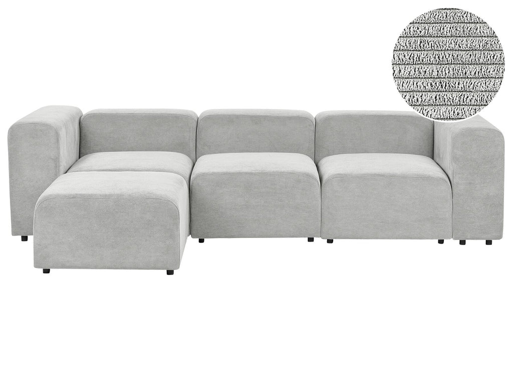 Modular Sofa FALSTERBO Corduroy Grey with Ottoman 3 Seater