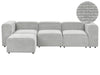 Modular Sofa Corduroy Grey with Ottoman 3 Seater