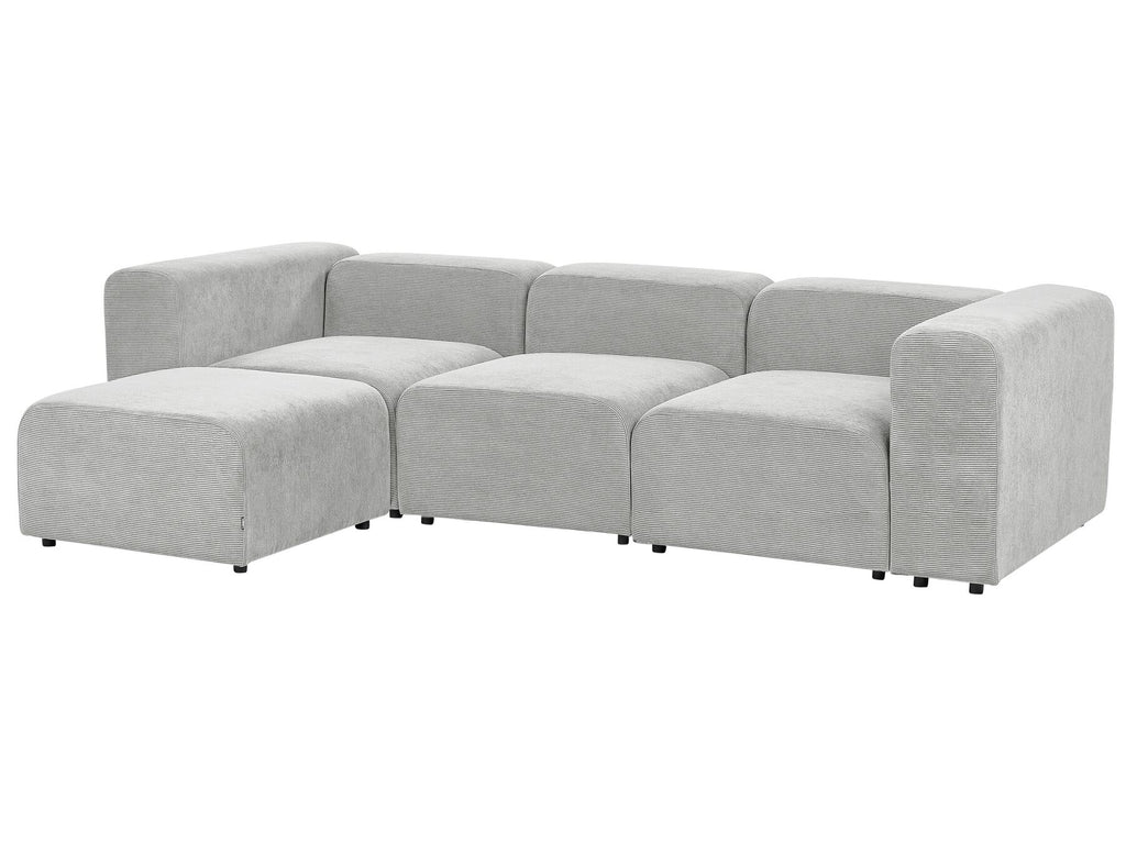Modular Sofa FALSTERBO Corduroy Grey with Ottoman 3 Seater