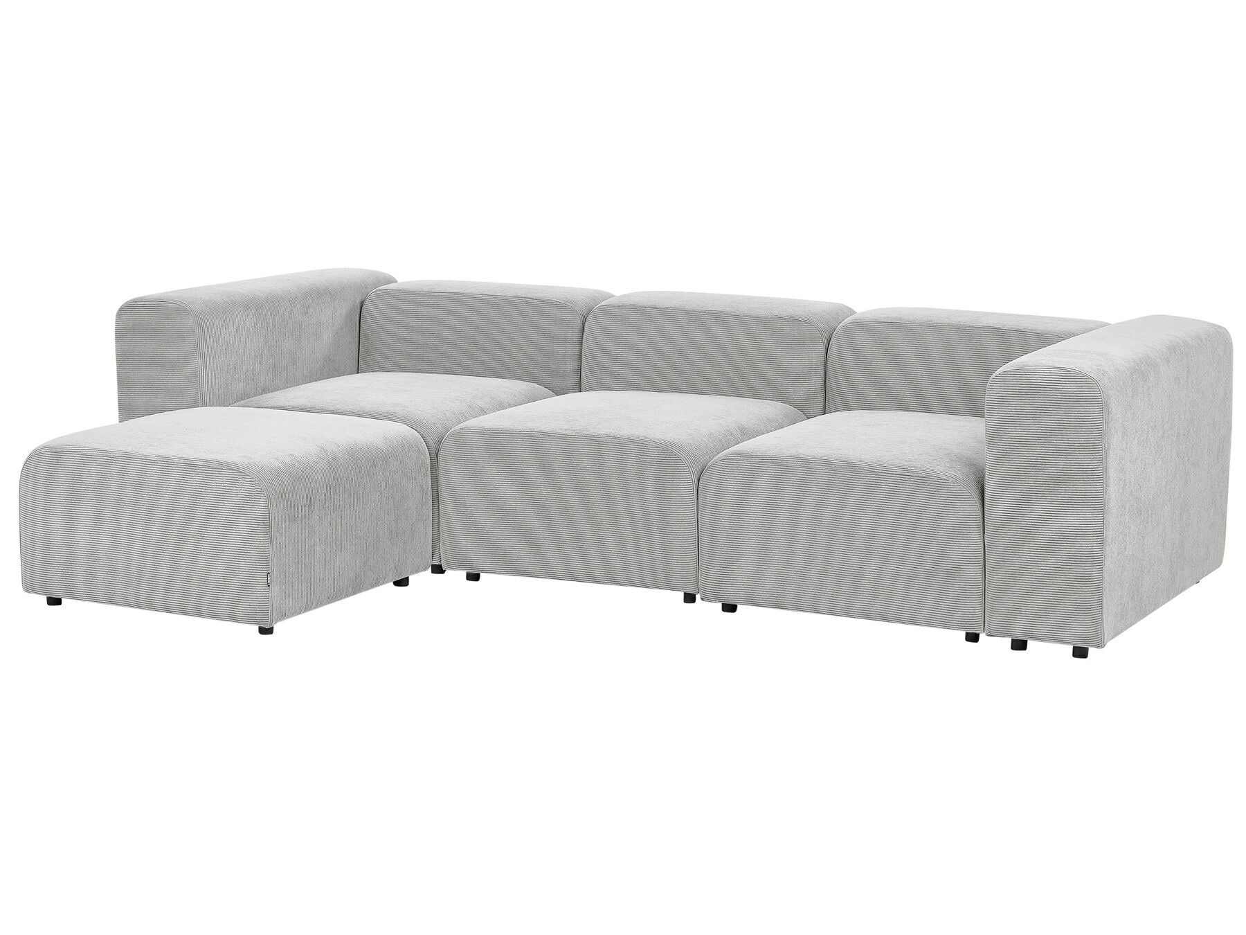 Modular Sofa FALSTERBO Corduroy Grey with Ottoman 3 Seater