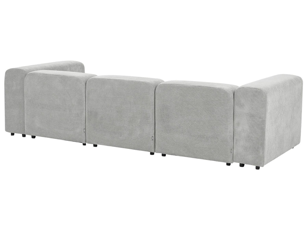 Modular Sofa FALSTERBO Corduroy Grey with Ottoman 3 Seater