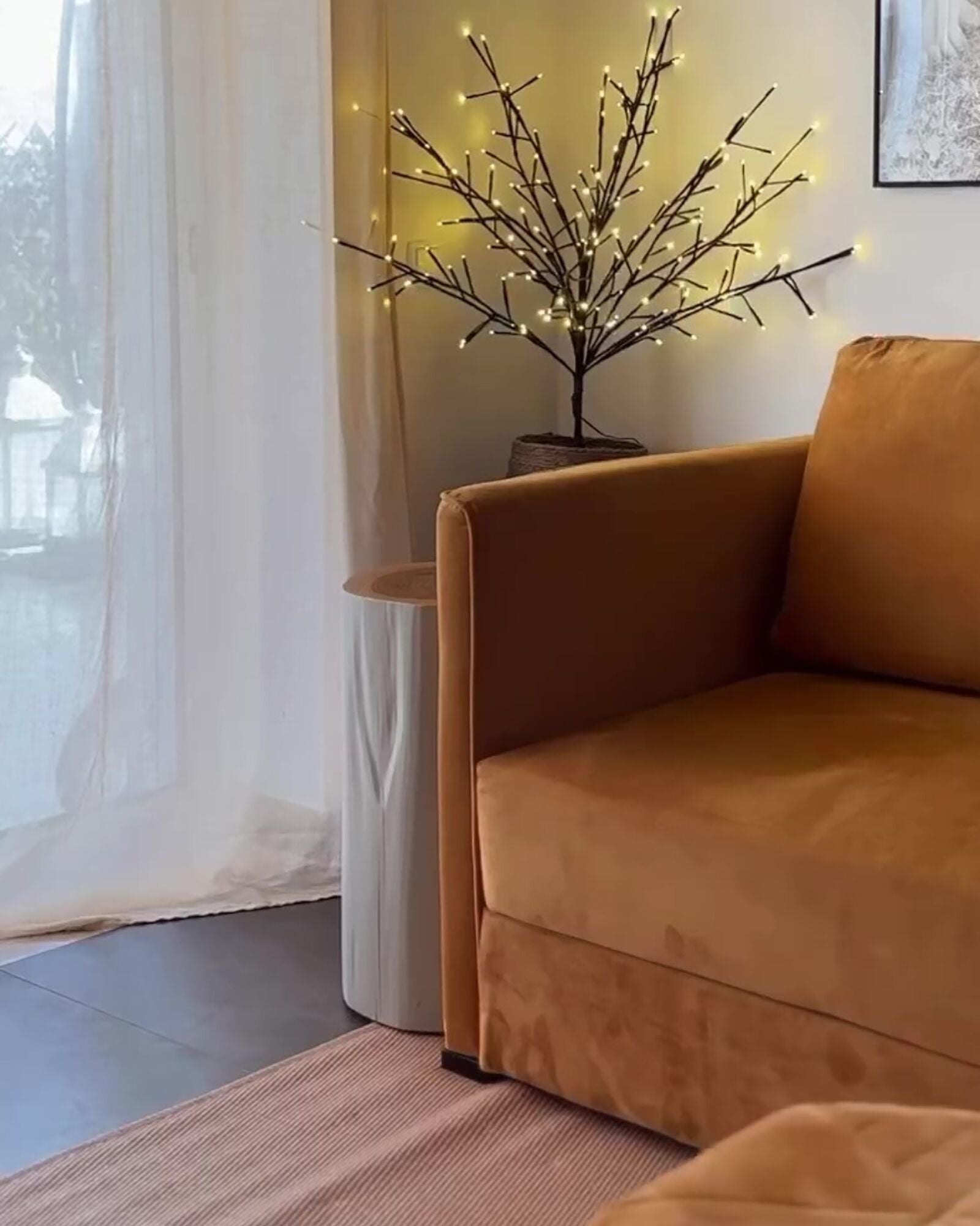 Sofa Bed EKSJO Velvet Mustard with Storage 3 Seater