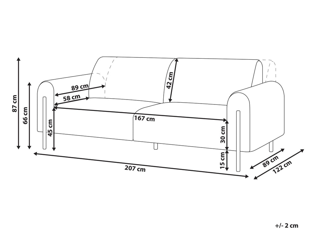 3 Seater Corduroy Sofa White ASKIM