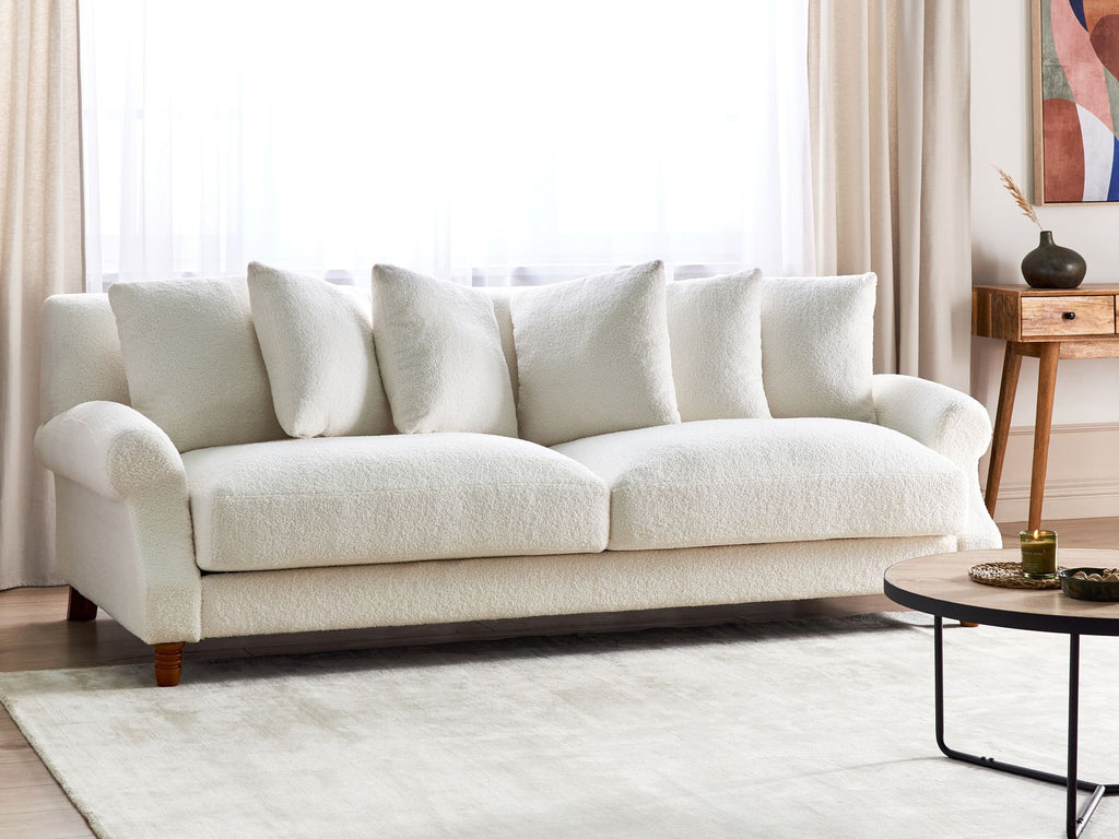 3 Seater Boucle Sofa Off-White EIKE