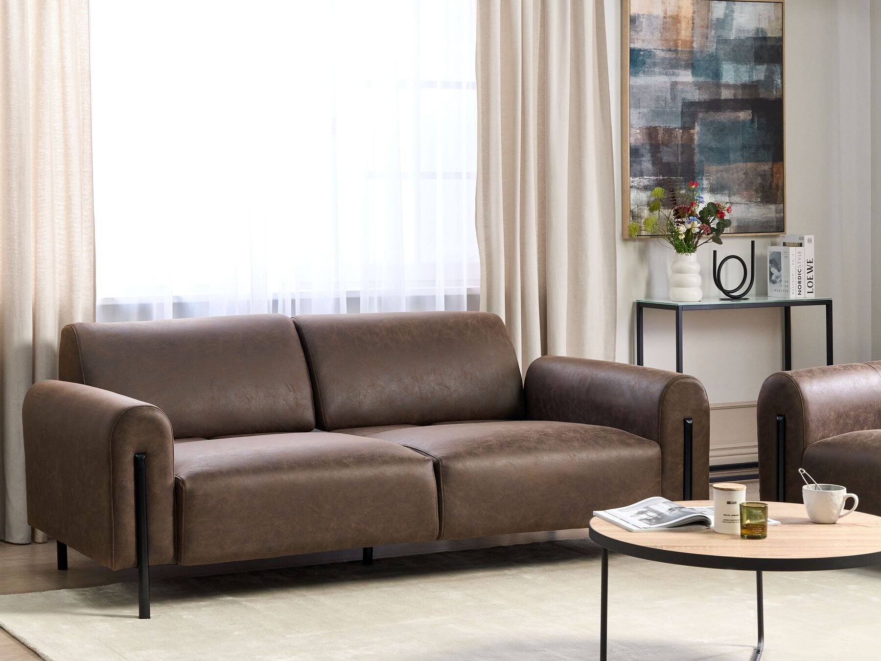 3 Seater Fabric Sofa Dark Brown ASKIM
