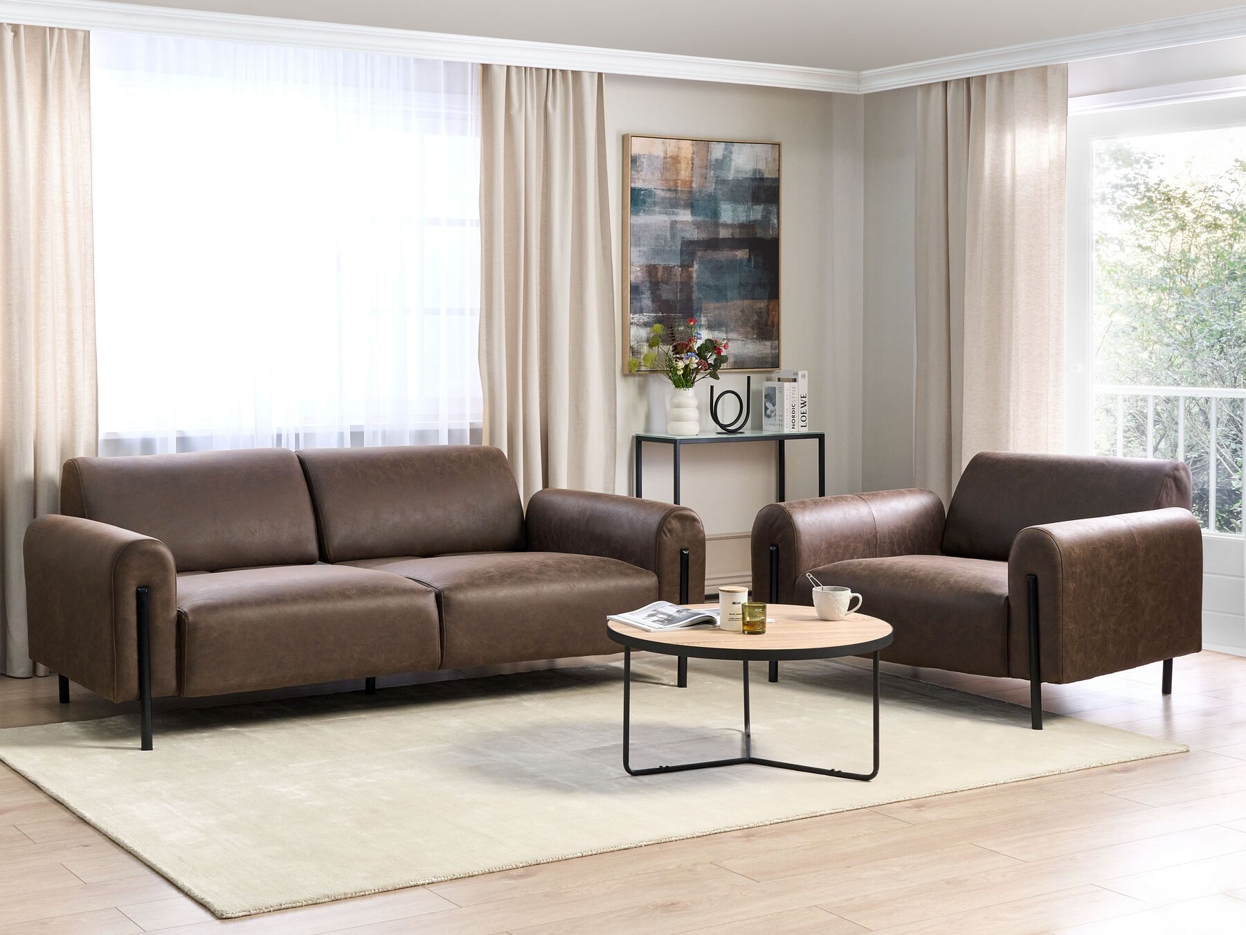 3 Seater Fabric Sofa Dark Brown ASKIM