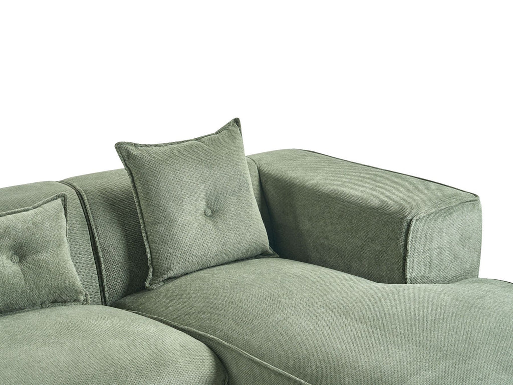 Left Hand Chenille Corner Sofa Dark Green DOLVA