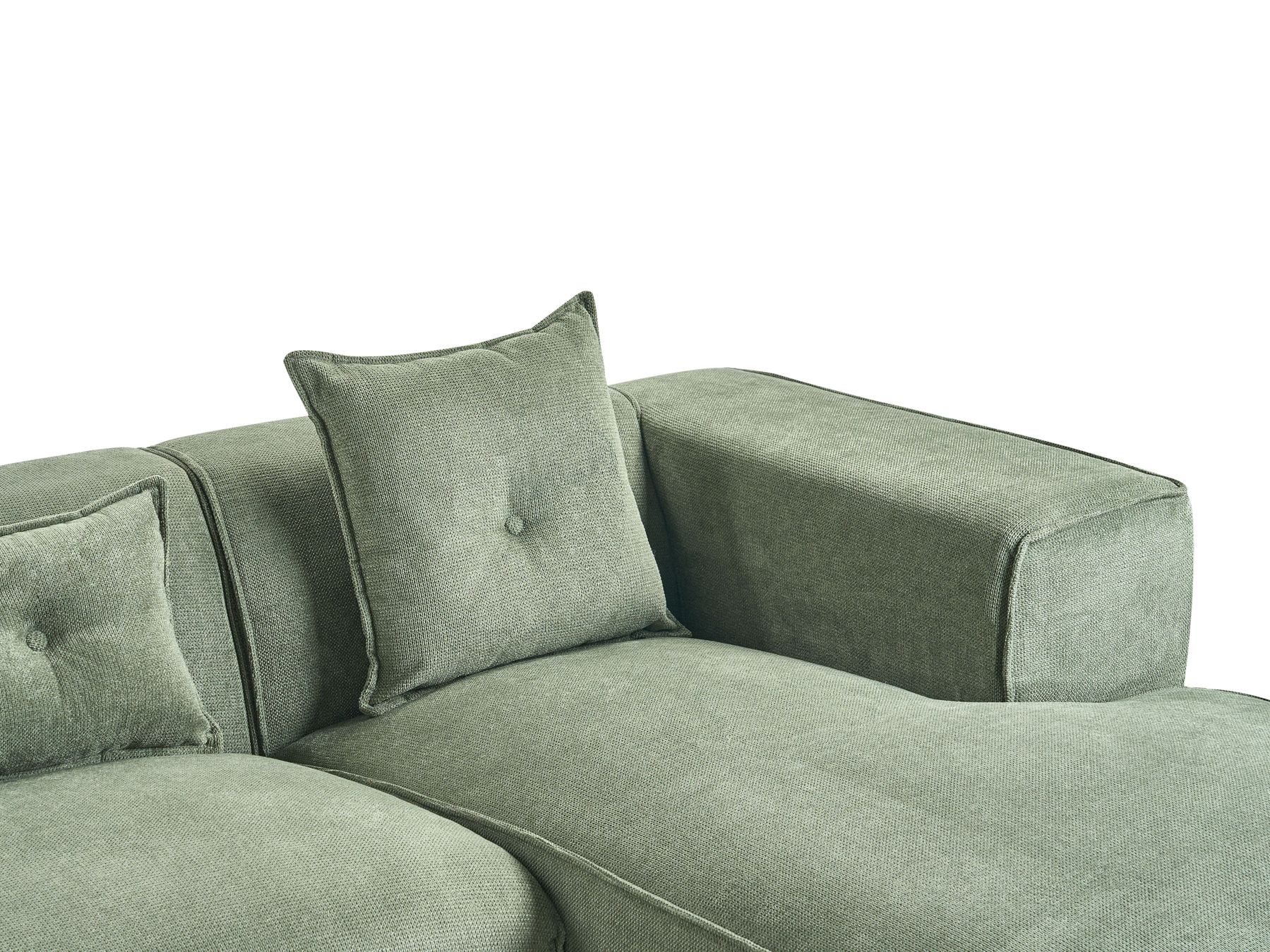 Left Hand Chenille Corner Sofa Dark Green DOLVA