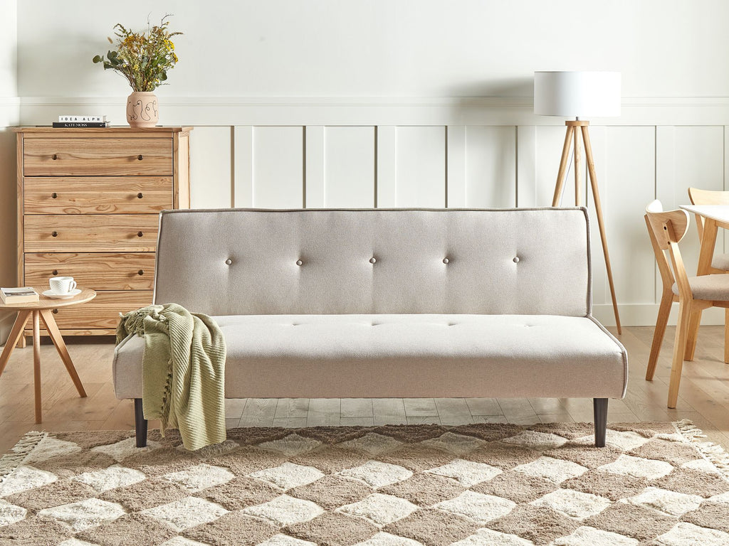 Sofa Bed VISBY Fabric Light Beige 3 Seater