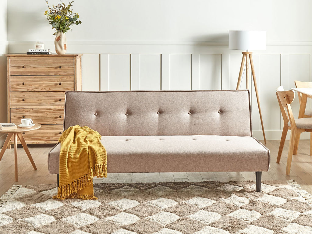 Sofa Bed VISBY Fabric Beige 3 Seater