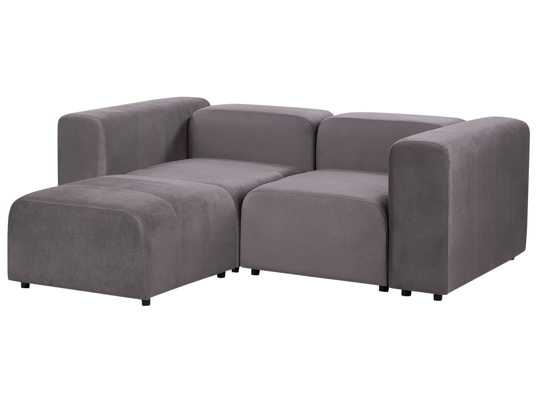 2 Seater Modular Velvet Sofa with Ottoman Dark Grey FALSTERBO