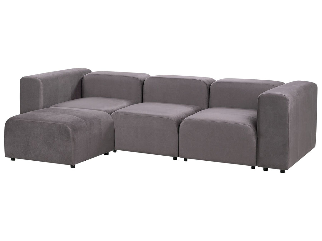 Modular Sofa FALSTERBO Velvet Dark Grey with Ottoman 3 Seater