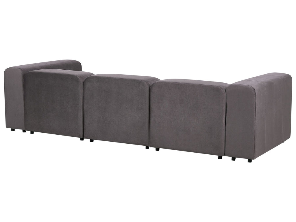 Modular Sofa FALSTERBO Velvet Dark Grey with Ottoman 3 Seater