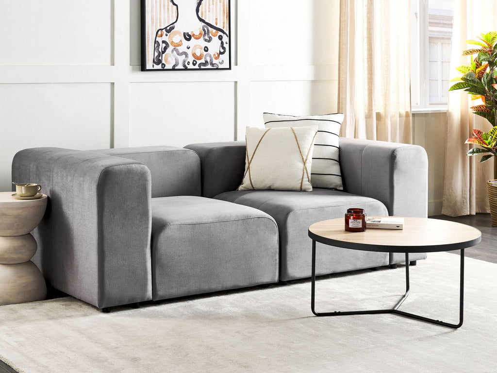 2 Seater Modular Velvet Sofa Grey FALSTERBO