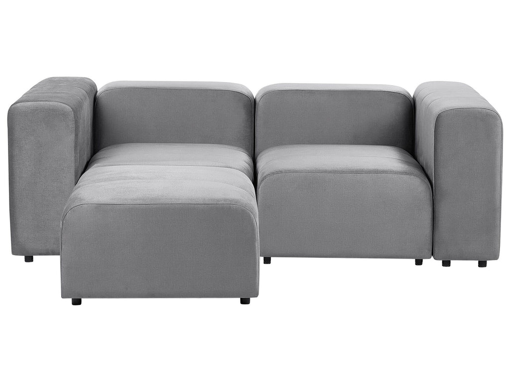 2 Seater Modular Velvet Sofa with Ottoman Grey FALSTERBO