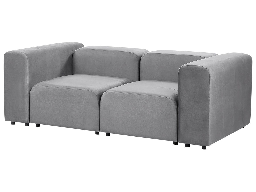 2 Seater Modular Velvet Sofa Grey FALSTERBO