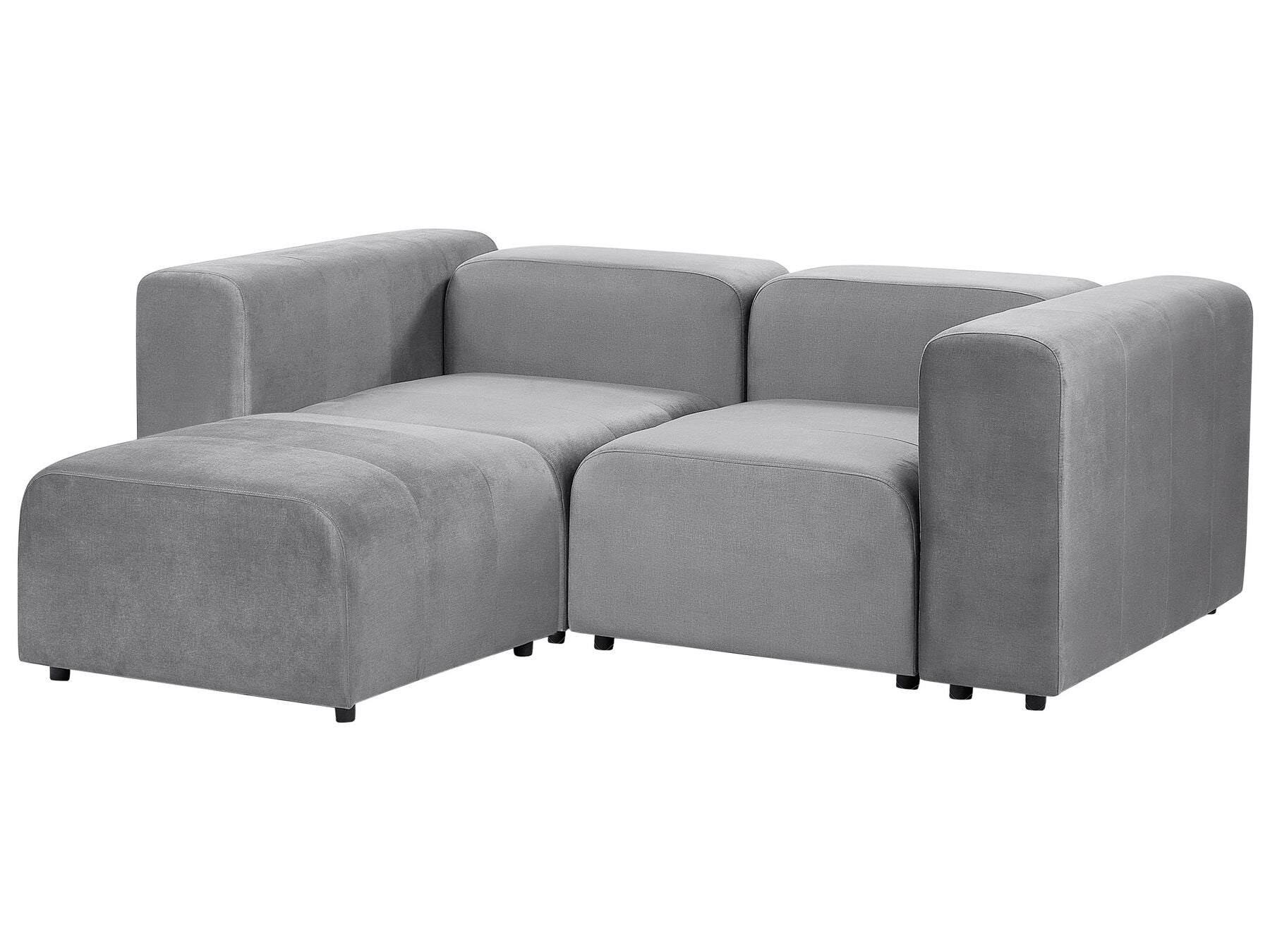 2 Seater Modular Velvet Sofa with Ottoman Grey FALSTERBO