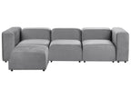 Modular Sofa FALSTERBO Velvet Grey with Ottoman 3 Seater