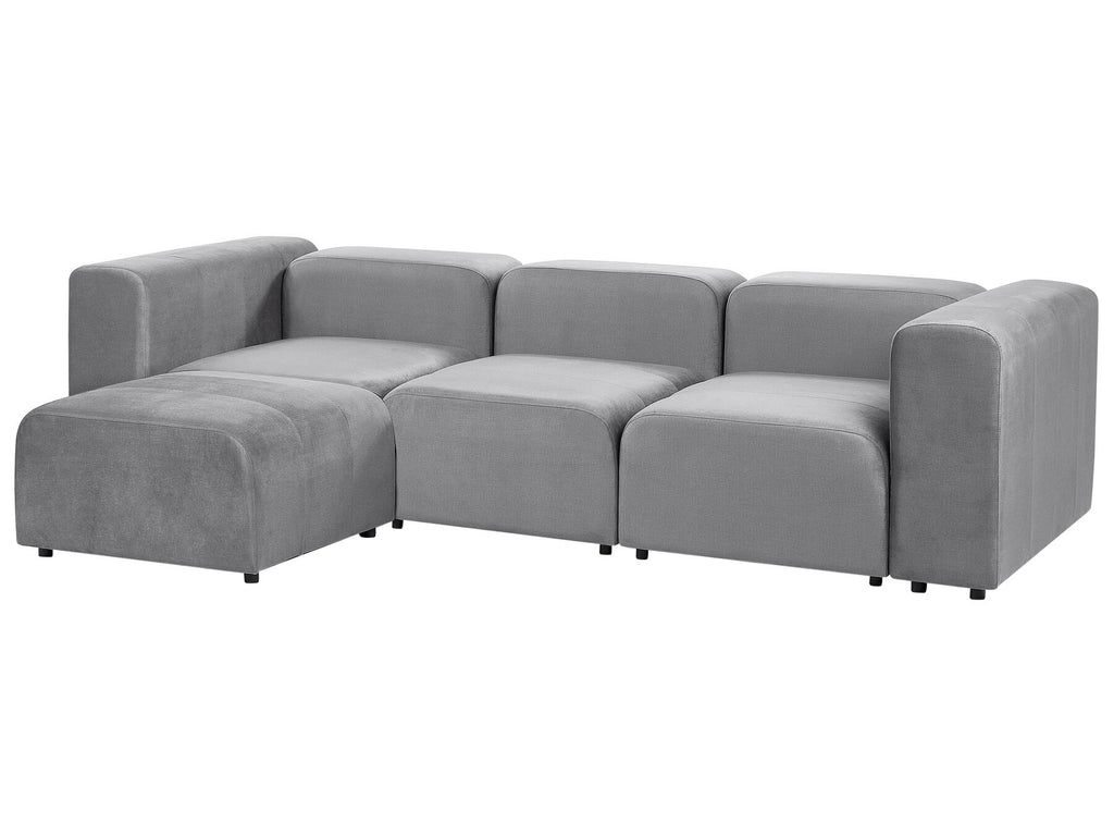 Modular Sofa FALSTERBO Velvet Grey with Ottoman 3 Seater