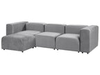 Modular Sofa FALSTERBO Velvet Grey with Ottoman 3 Seater