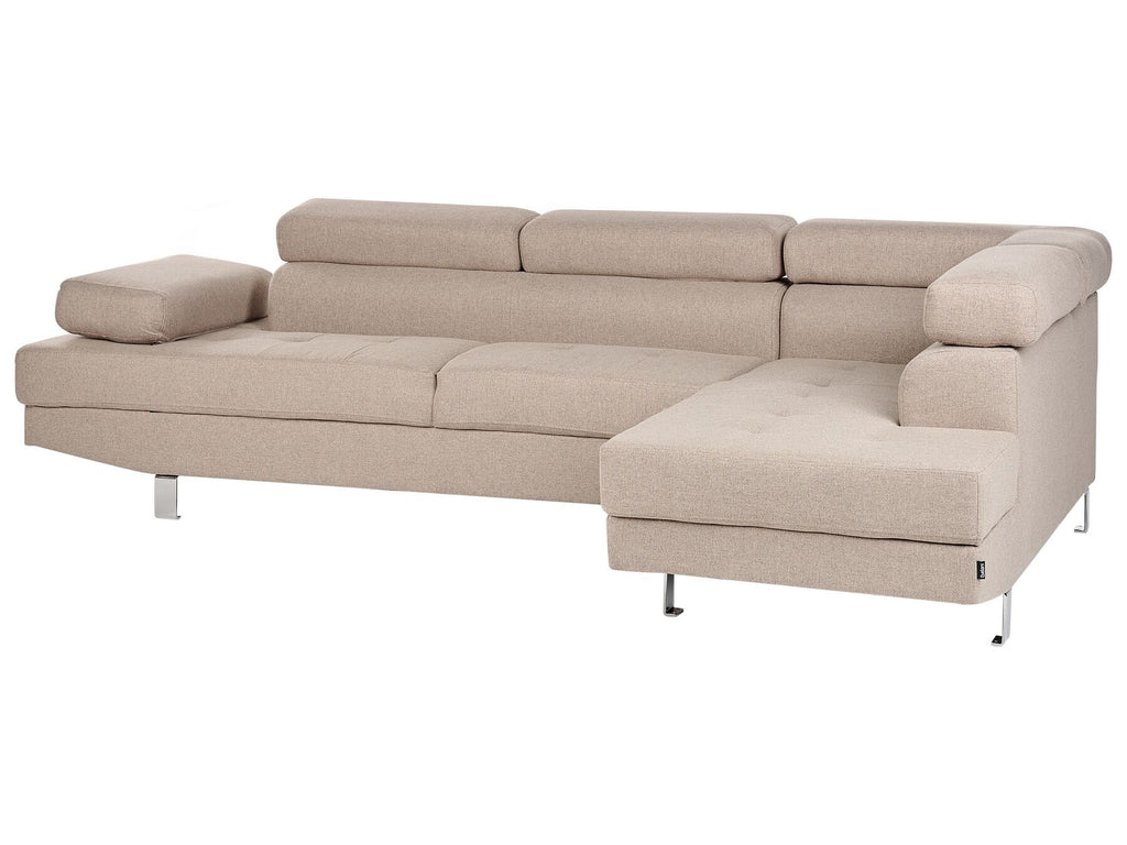Corner Sofa NORREA Fabric Beige 5 Seater Left Hand