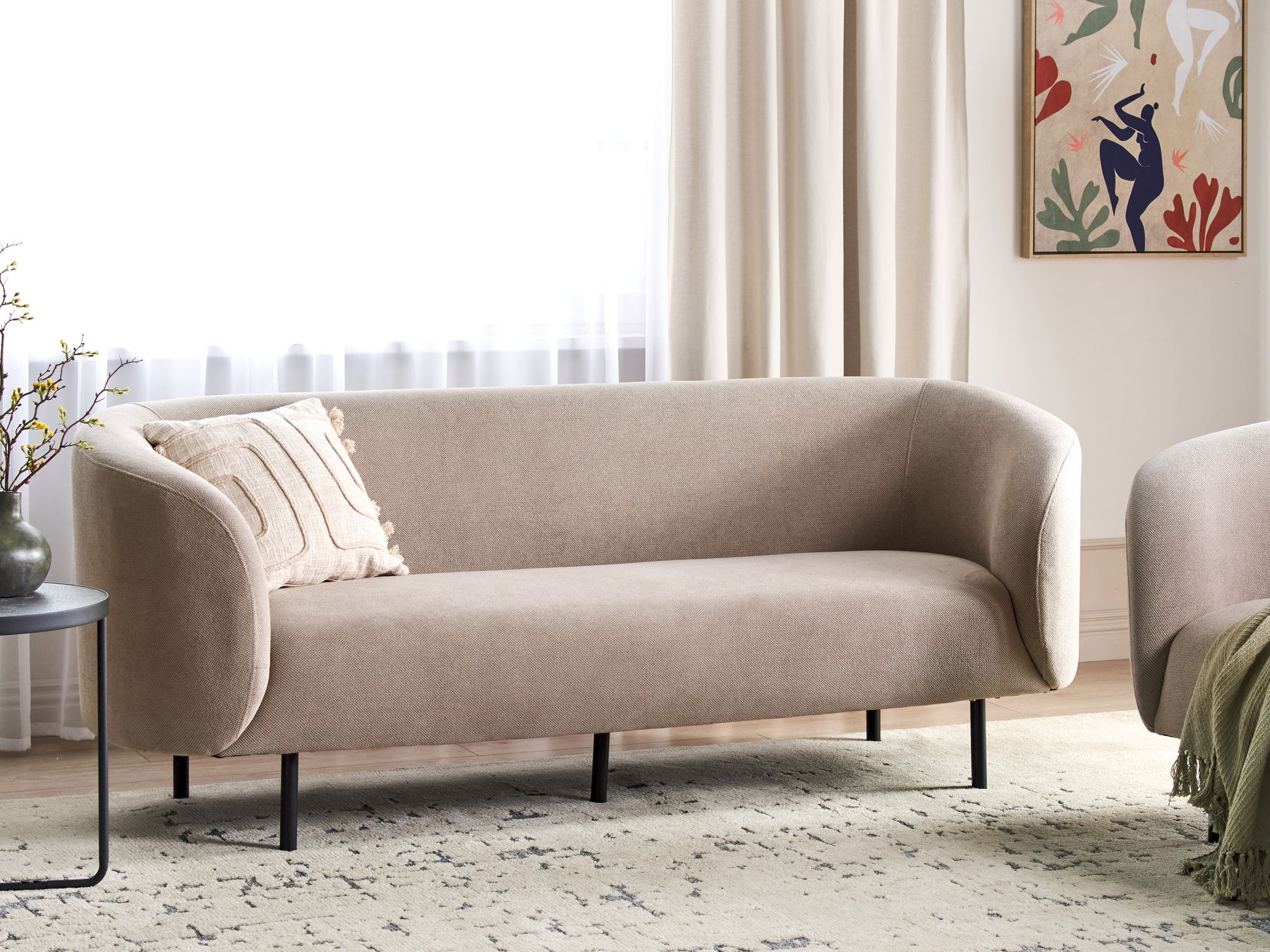 3 Seater Fabric Sofa Taupe LOEN
