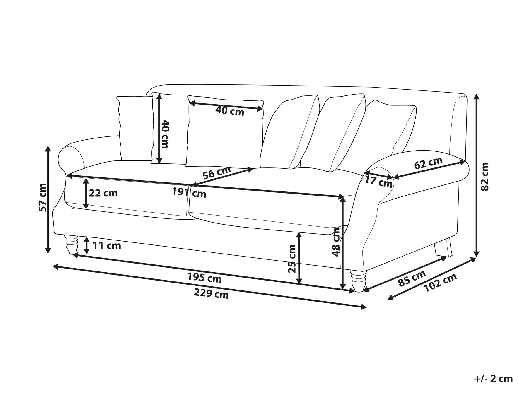 3 Seater Boucle Sofa Off-White EIKE